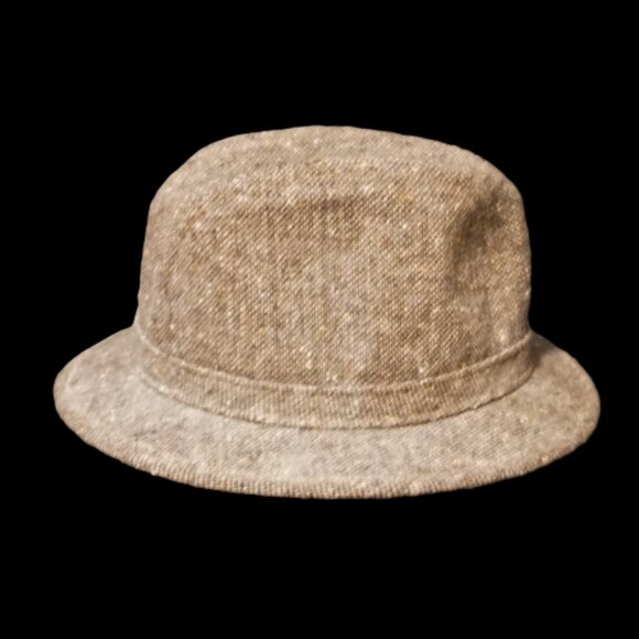 Totes Vintage Brown Tweed Wool Blend Fedora Hat Men’s Medium - Picture 5 of 8